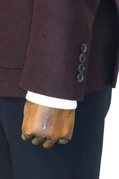 KOALA SYDNEY Slim Fit Plain Wide Lapel Burgundy Men Wool Blazer