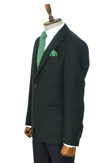 KOALA SYDNEY  Slim Fit Plain Wide Lapel Green Men Wool Blazer