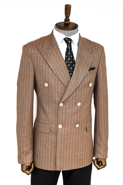 KOALA SYDNEY  Striped Double Breasted Beige Men Blazer and Trousers Combination-