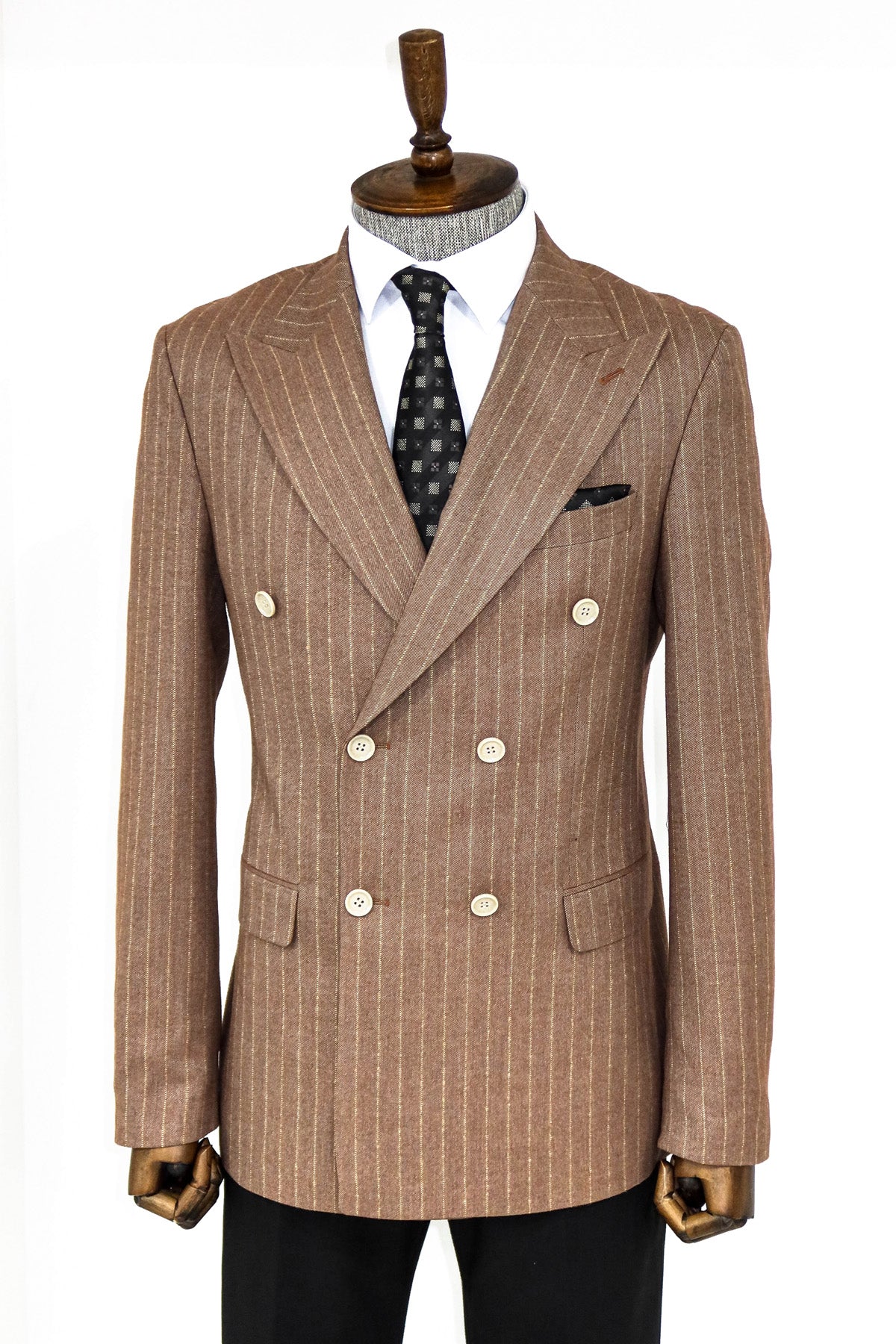 KOALA SYDNEY  Striped Double Breasted Beige Men Blazer and Trousers Combination-