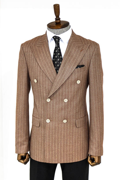 KOALA SYDNEY  Striped Double Breasted Beige Men Blazer and Trousers Combination-