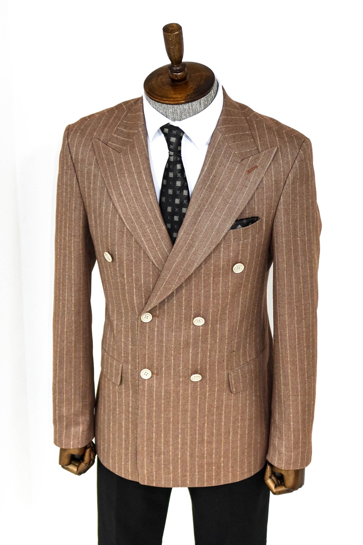 KOALA SYDNEY  Striped Double Breasted Beige Men Blazer and Trousers Combination-