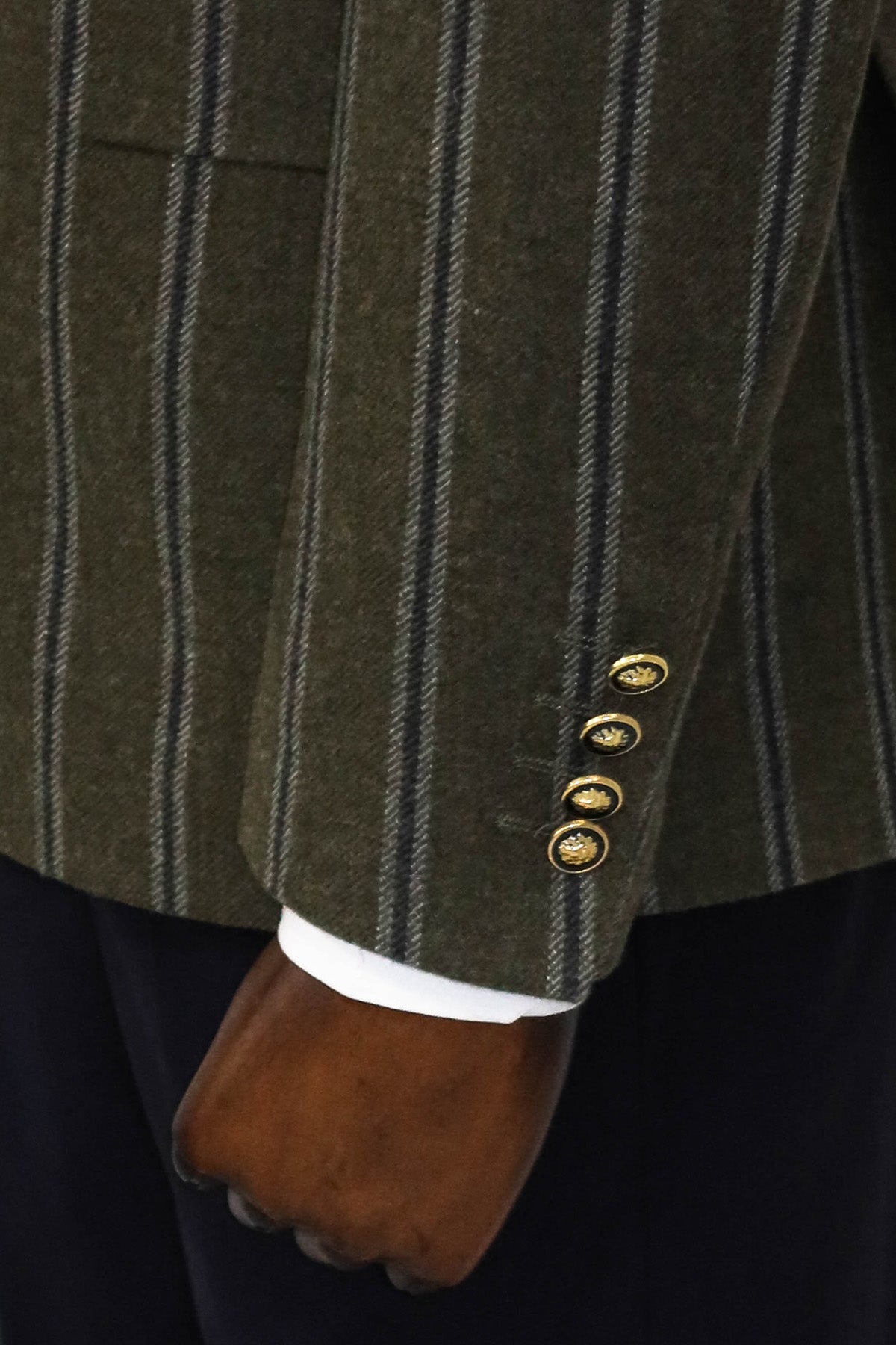 KOALA SYDNEY  Wide Lapel Striped Double Breasted Green Men Blazer and Trousers Combination