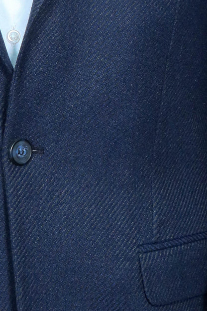Slim Fit Patterned Dark Blue Men Blazer
