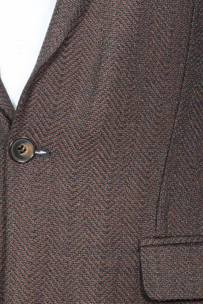 Slim Fit Patterned Brown Men Blazer