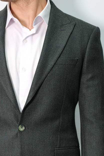 KOALA SYDNEY Slim Fit Patterned Dark Green Men Blazer