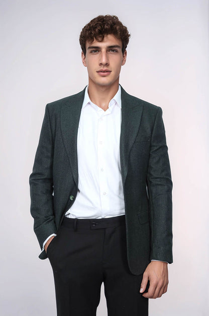 KOALA SYDNEY Slim Fit Patterned Dark Green Men Blazer