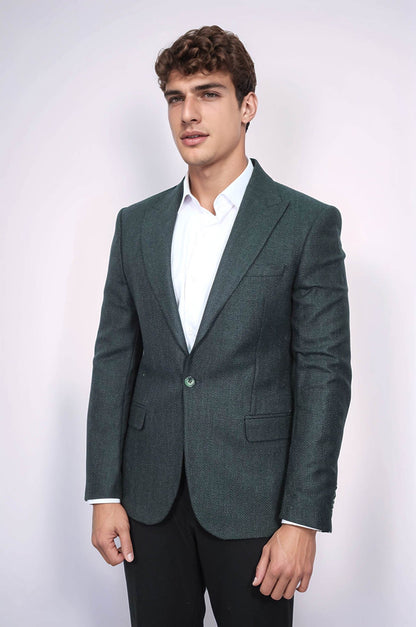 KOALA SYDNEY Slim Fit Patterned Dark Green Men Blazer