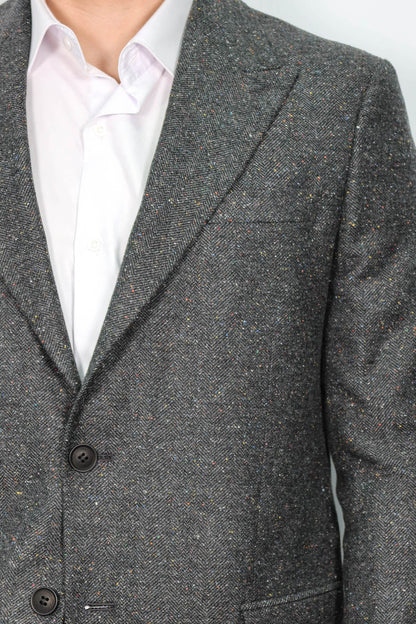 KOALA SYDNEY Houndstooth Pattern Wool Anthracite Men Blazer