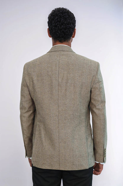 KOALA SYDNEY Houndstooth Pattern Wool Cream Men Blazer
