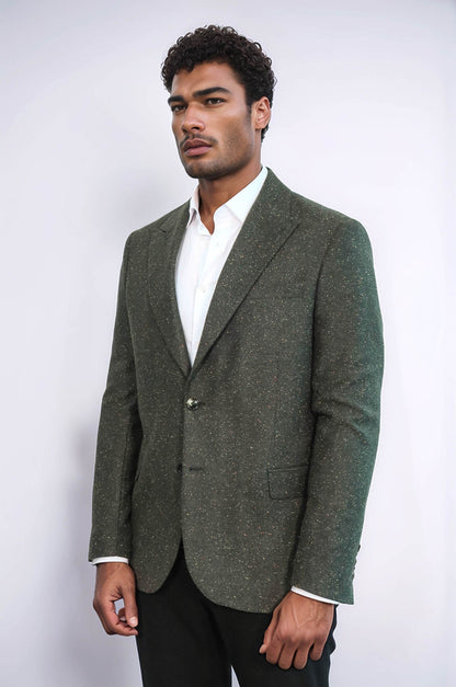 KOALA SYDNEY Houndstooth Pattern Wool Green Men Blazer