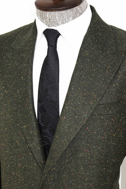 Houndstooth Pattern Wool Green Men Blazer and Trousers Combination