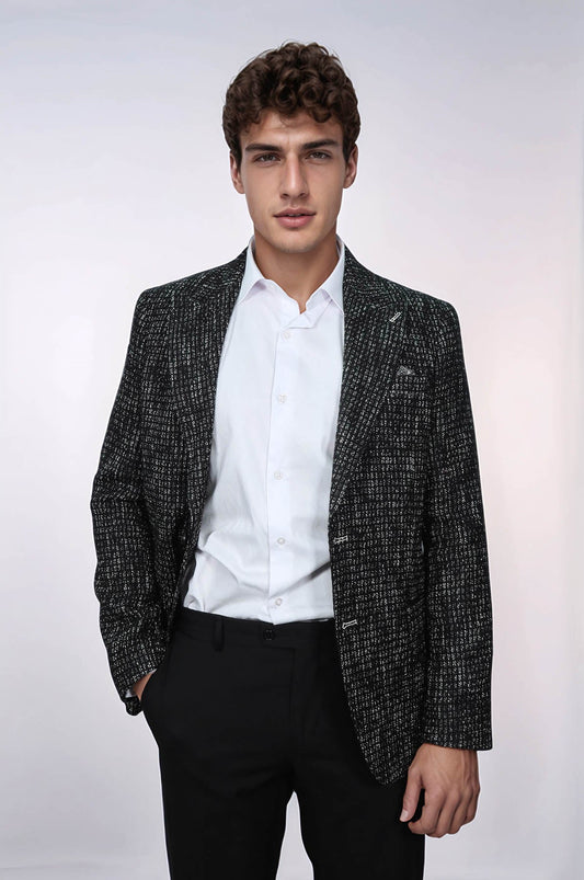 KOALA SYDNEY Slim Fit Patterned Sport Black Men Blazer