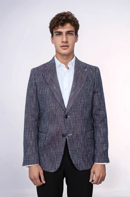 Slim Fit Patterned Sport Purple Men Blazer