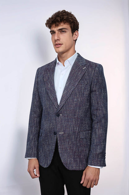 Slim Fit Patterned Sport Purple Men Blazer