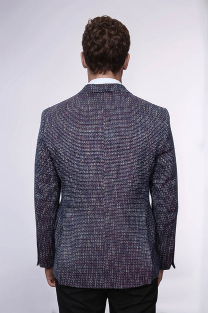 Slim Fit Patterned Sport Purple Men Blazer