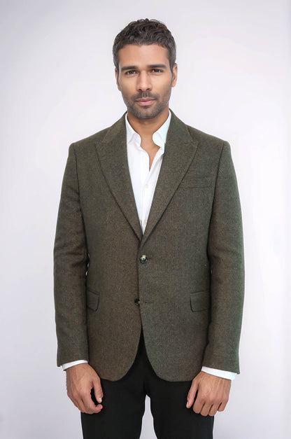 KOALA SYDNEY Houndstooth Wool Dark Green Men Blazer