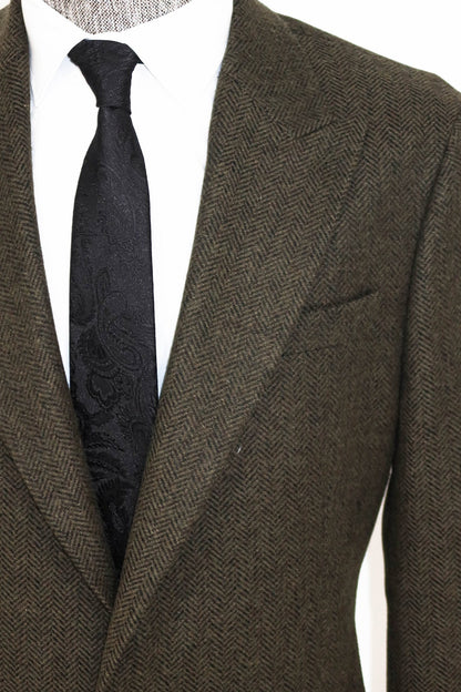 Houndstooth Wool Dark Green Men Blazer and Trousers Combination