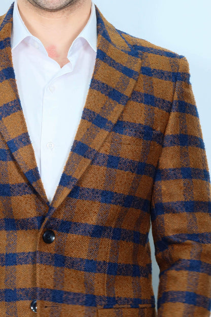Checked Tawny Slim-Fit Blazer - Wessi