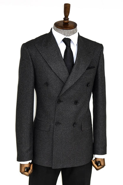 KOALA SYDNEY  Houndstooth Patterned Grey Men Double Breasted Blazer and Trousers Combination-
