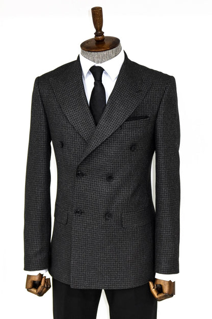 KOALA SYDNEY  Houndstooth Patterned Grey Men Double Breasted Blazer and Trousers Combination-