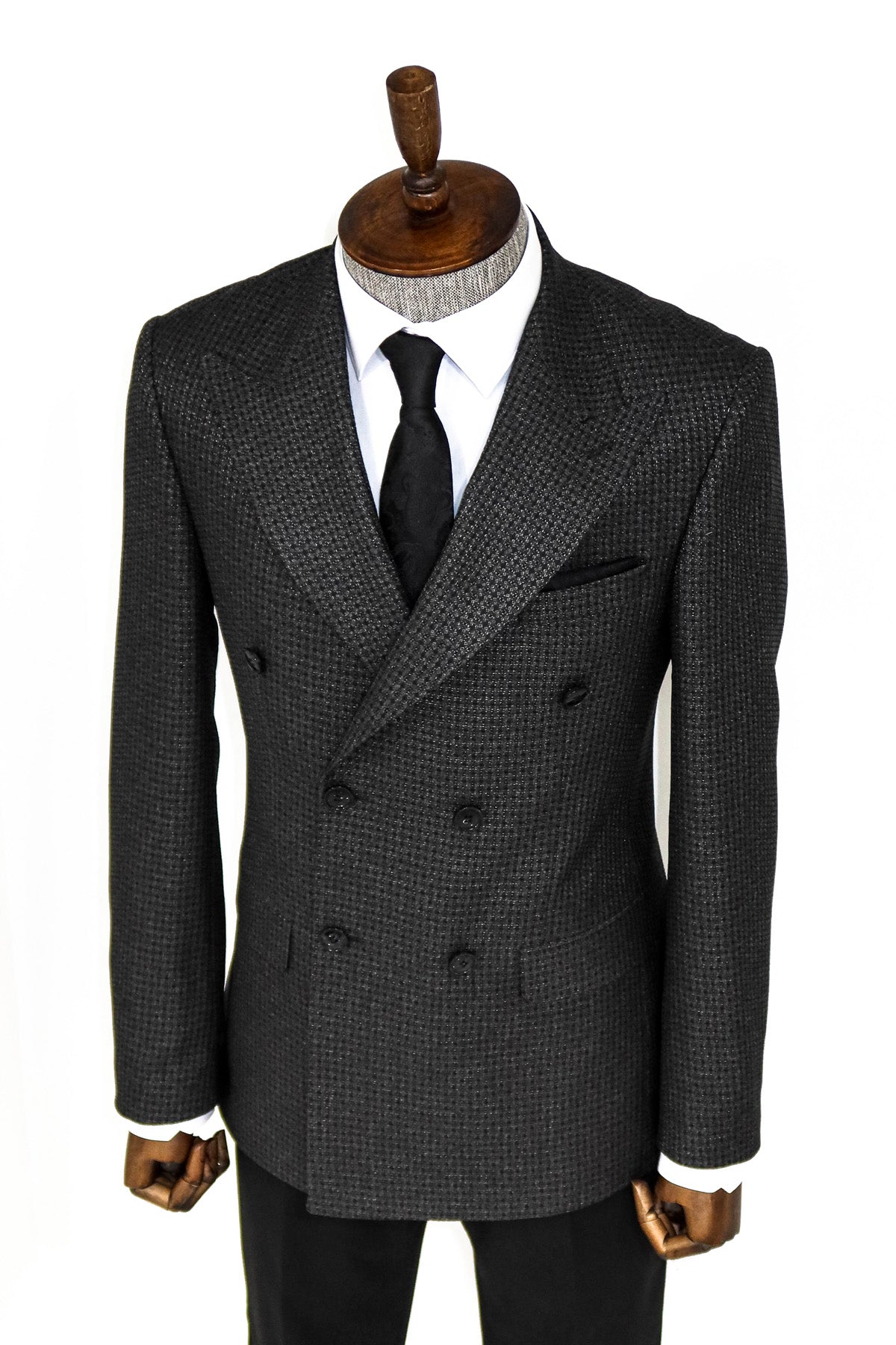 KOALA SYDNEY  Houndstooth Patterned Grey Men Double Breasted Blazer and Trousers Combination-