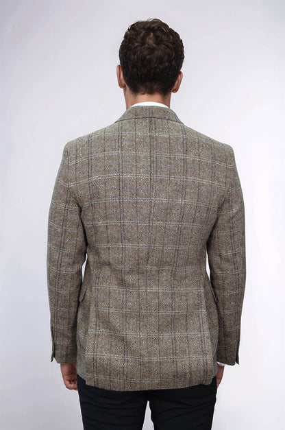KOALA SYDNEY Herringbone Slim Fit Wool Brown Men Blazer