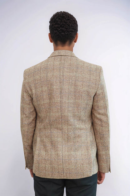 KOALA SYDNEY Herringbone Slim Fit Wool Tan Men Blazer