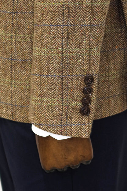 Herringbone Slim Fit Wool Tan Men Blazer and Trousers Combination
