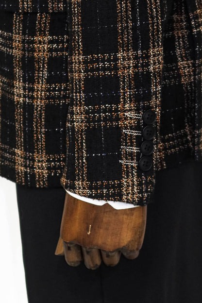 Plaid Slim Fit Black Men Blazer and Trousers Combination