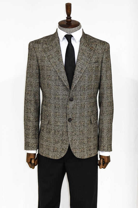 Checked Black Men Blazer and Trousers Combination