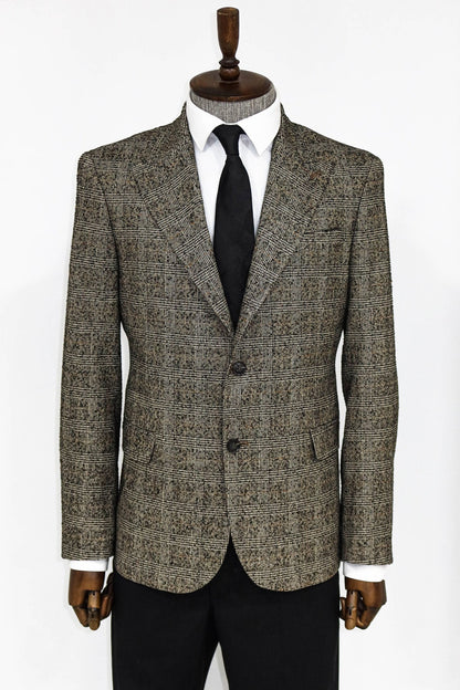 Checked Black Men Blazer and Trousers Combination