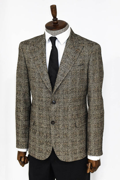 Checked Black Men Blazer and Trousers Combination