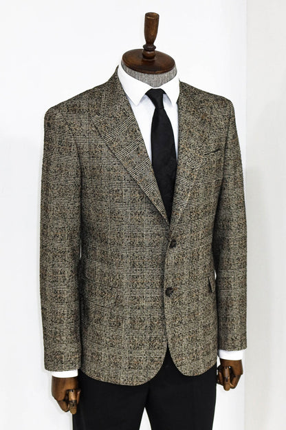 Checked Black Men Blazer and Trousers Combination
