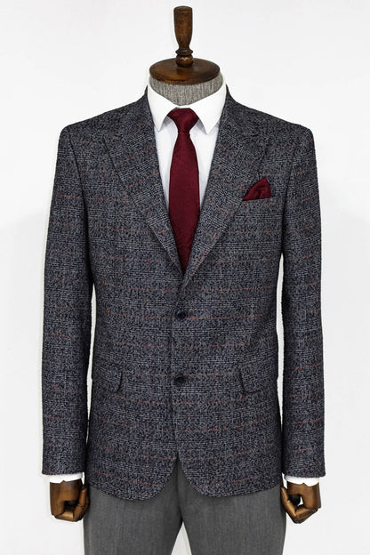 Checked Navy Blue Men Blazer ans Trousers Combination
