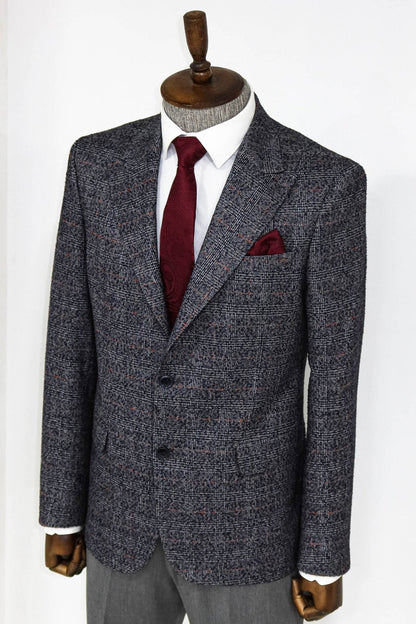 Checked Navy Blue Men Blazer ans Trousers Combination