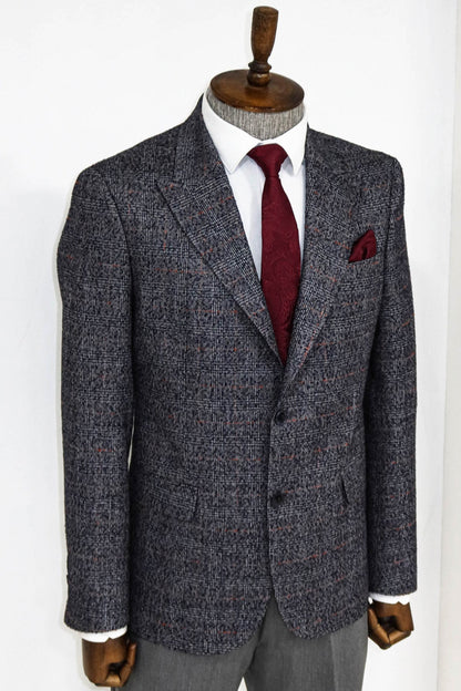 Checked Navy Blue Men Blazer ans Trousers Combination