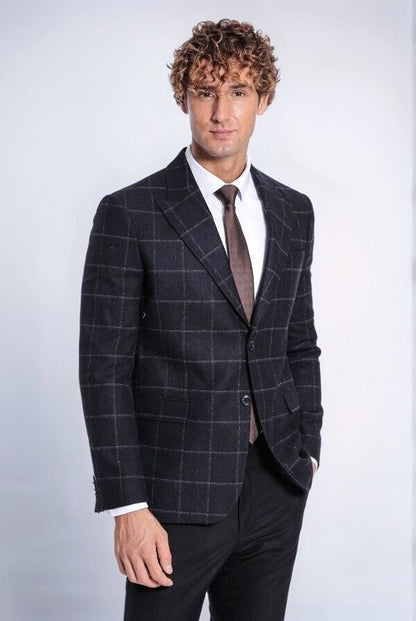 KOALA SYDNEY Plaid Wool Black Men Blazer