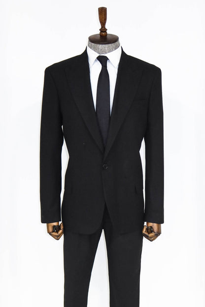 Plain Slim Fit Sport Black Men Blazer and Trousers Combination