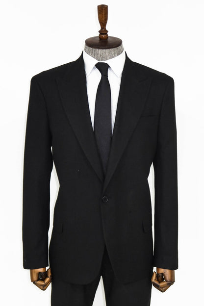 Plain Slim Fit Sport Black Men Blazer and Trousers Combination