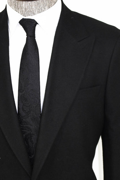 Plain Slim Fit Sport Black Men Blazer and Trousers Combination