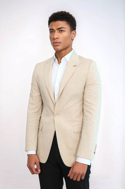 KOALA SYDNEY  Striped Peak Lapel Beige Sport Jacket -