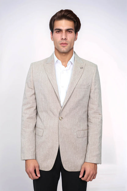 Slim-Fit Peak Lapel Light Brown Jacket