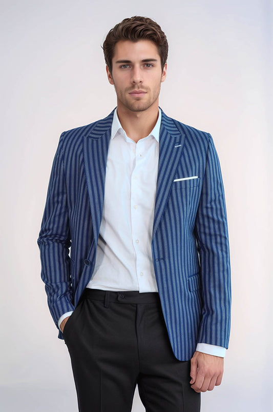KOALA SYDNEY  Striped Blue Slim-Fit Blazer