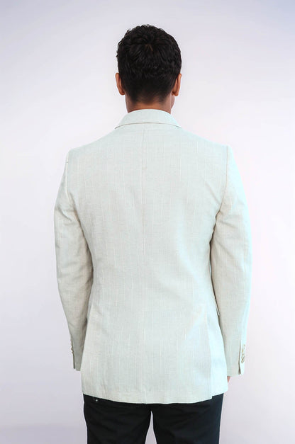 KOALA SYDNEY  Striped Peak Lapel Cream Sport Jacket -