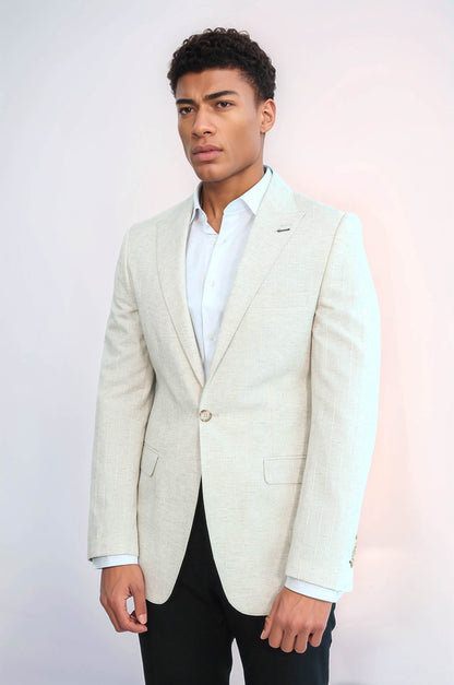 KOALA SYDNEY  Striped Peak Lapel Cream Sport Jacket -