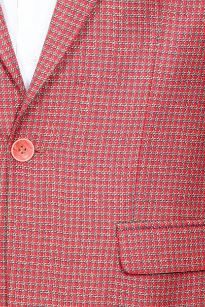 Patterned Claret Red Slim-Fit Blazer - Wessi