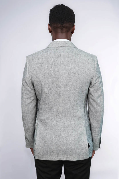 Patterned Slim Fit Grey Men Blazer - Wessi