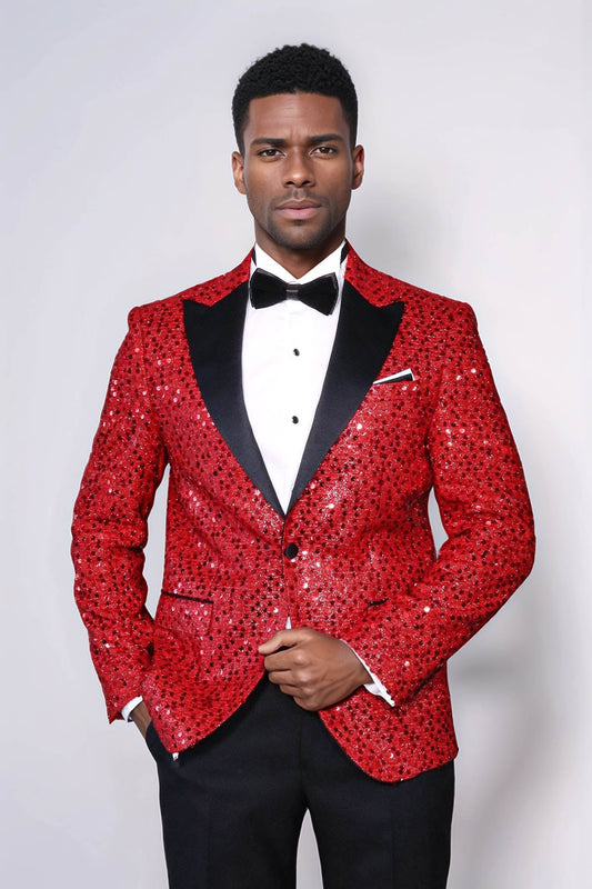 KOALA SYDNEY  Glitter Pattern Red Men Prom Blazer