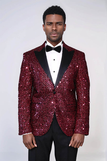 KOALA SYDNEY  Glitter Pattern Burgundy Men Prom Blazer